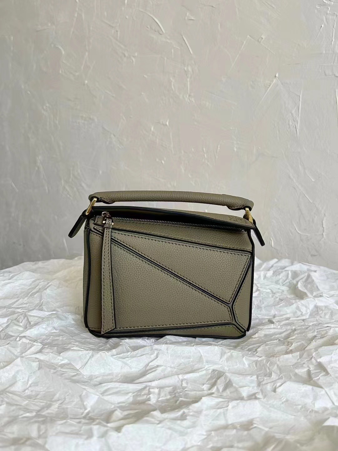 Loewe Mini Puzzle Bag in Soft Grained Calfskin Dark Khaki Green